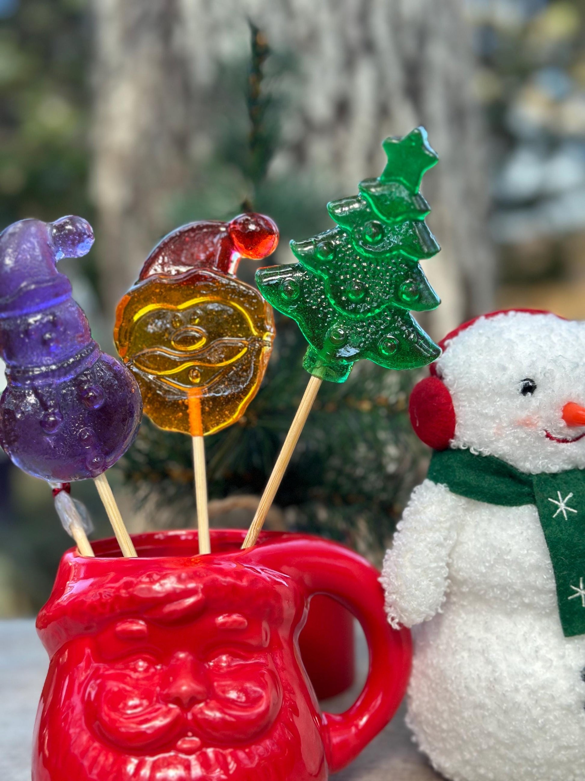 30 large Christmas lollipops . Barley sugar candy. Christmas Gift. Christmas tree lollipop. Christmas tree. Christmas treats. Christmas gift
