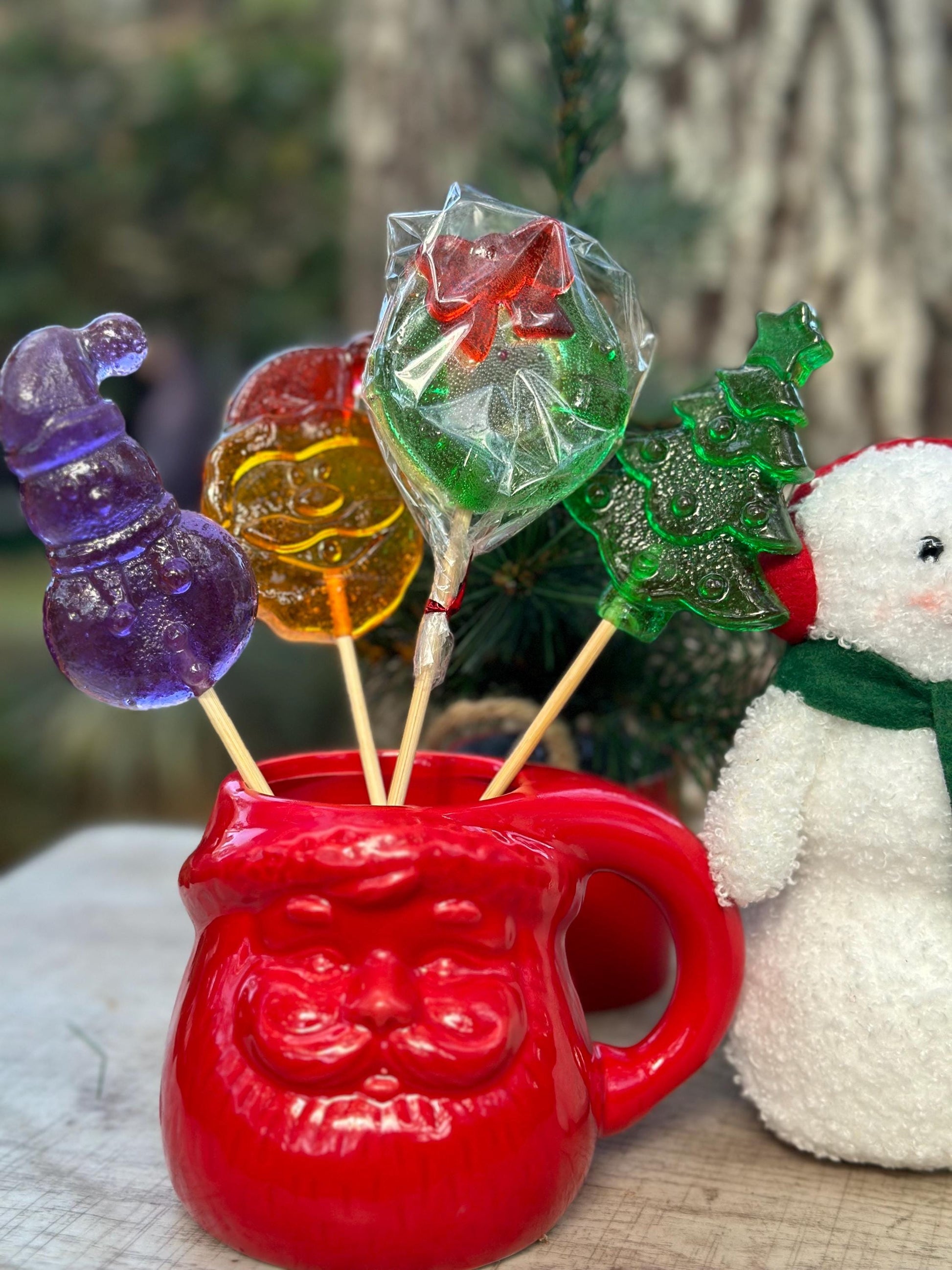 30 large Christmas lollipops . Barley sugar candy. Christmas Gift. Christmas tree lollipop. Christmas tree. Christmas treats. Christmas gift